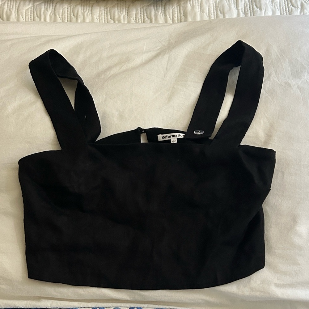 Reformation linen Black Crop Top
